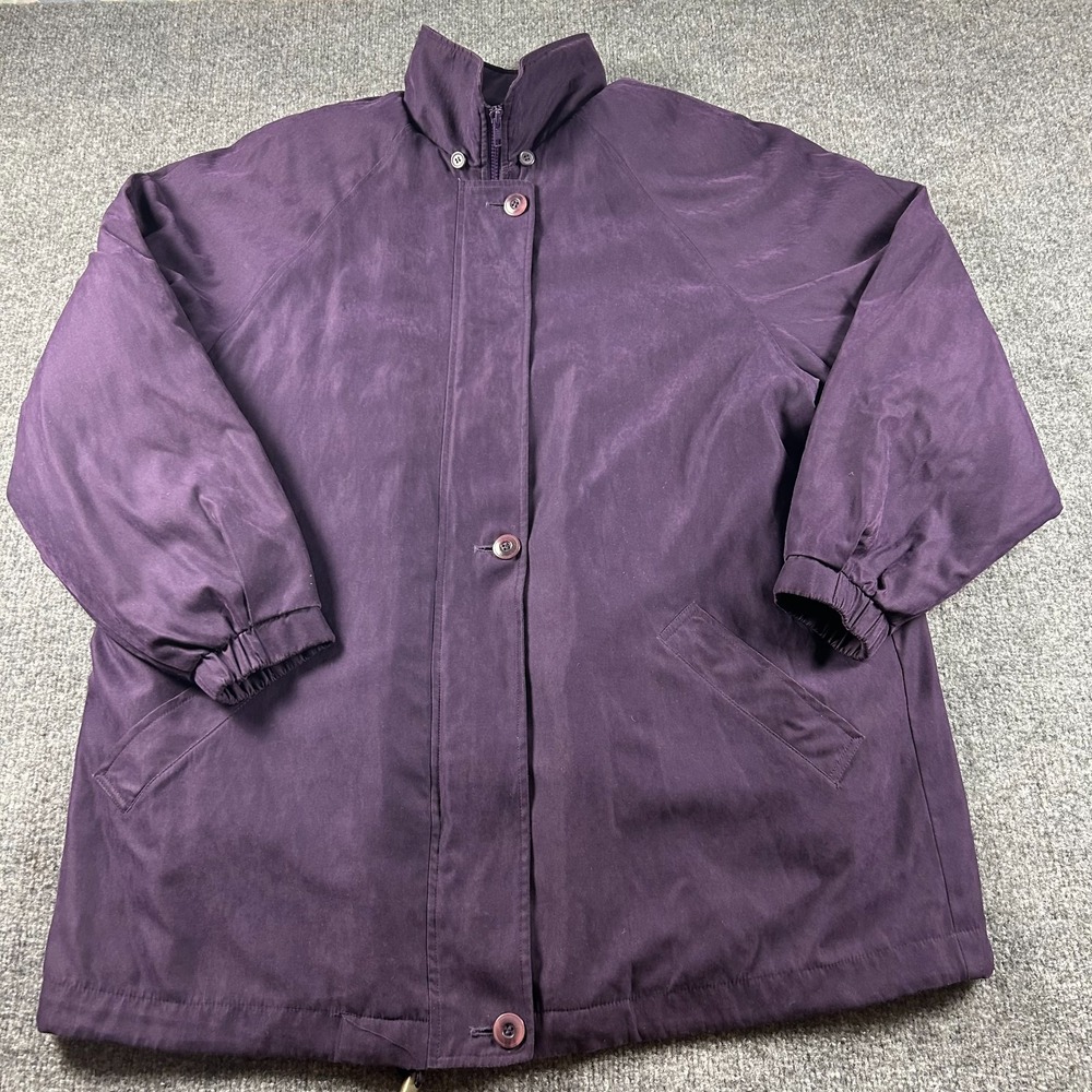 London Fog Jacket Womens 2X Purple Quilted Lining Snap Button Winter Coat Plum